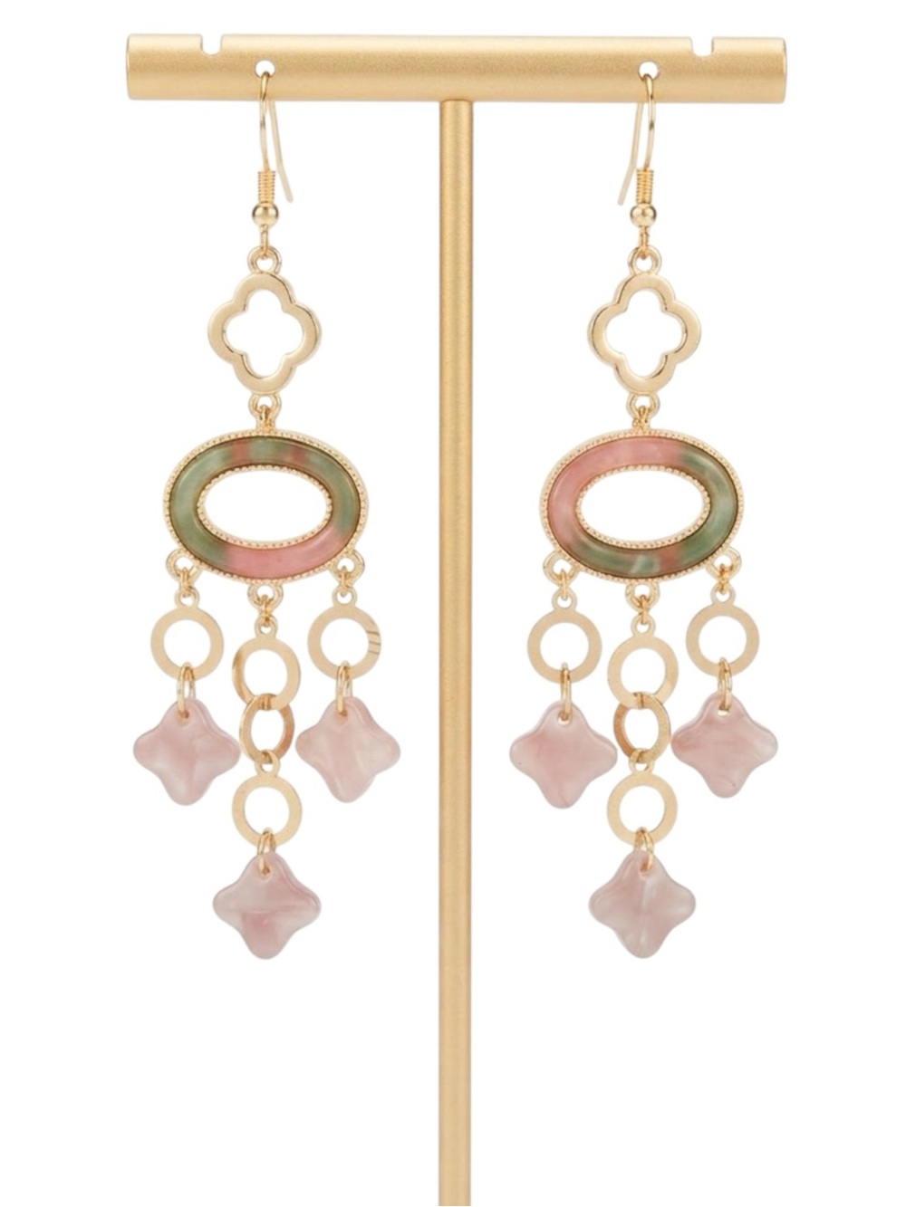 Emberly Gold Tone Clover Drop Hook Earrings (NWT)